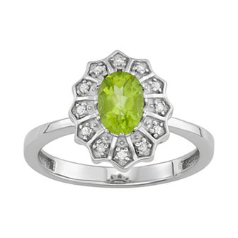 Jewelexcess 0.80 ct Amethyst Gemstone & 1/10 ct White Diamond Sterling Silver Ring