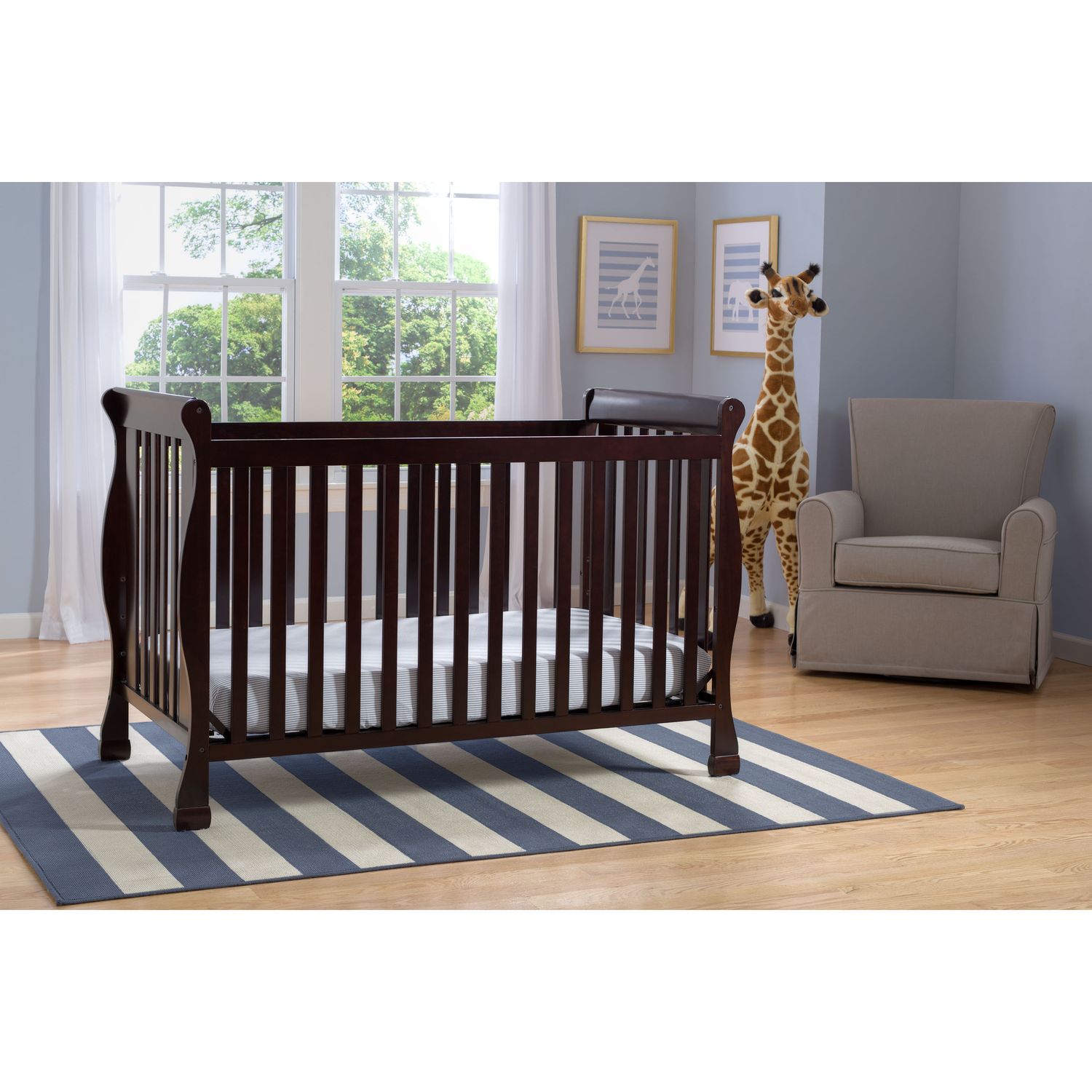 dark cherry wood crib