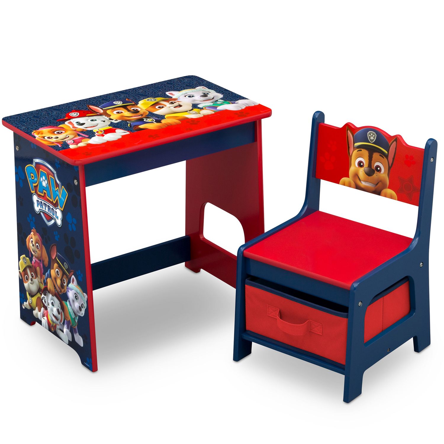 paw patrol desk with storage bin