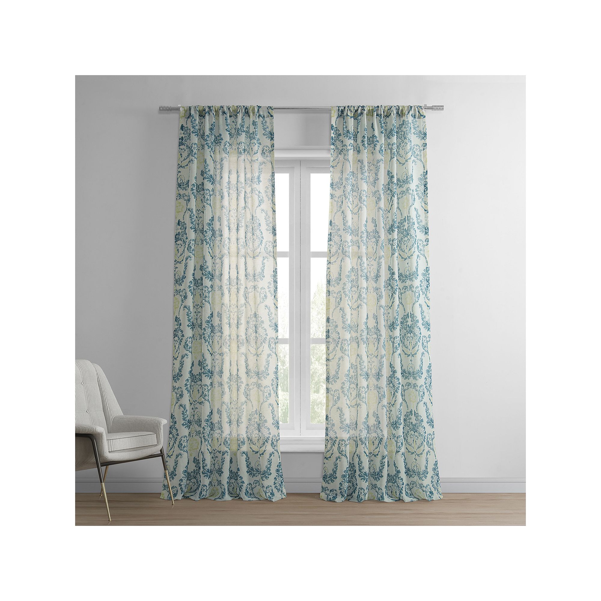 EFF Printed Sheer Curtain, Terrace Blue