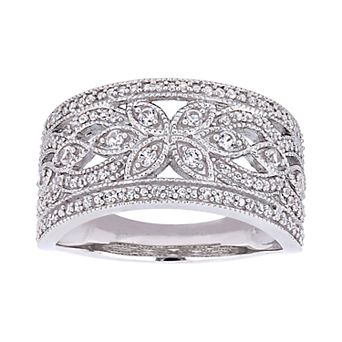 Stella Grace 10k White Gold Lab-Created White Sapphire Filigree Ring