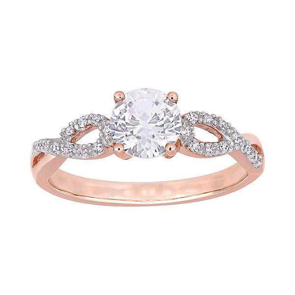 Stella Grace 10K Rose Gold Lab-Created White Sapphire & 1/10 Carat T.W.  Diamond Infinity Engagement Ring