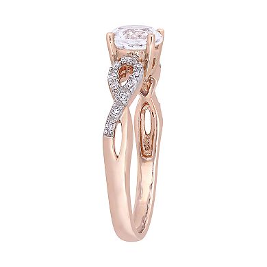 Stella Grace 10K Rose Gold Lab-Created White Sapphire & 1/10 Carat T.W. Diamond Infinity Engagement Ring