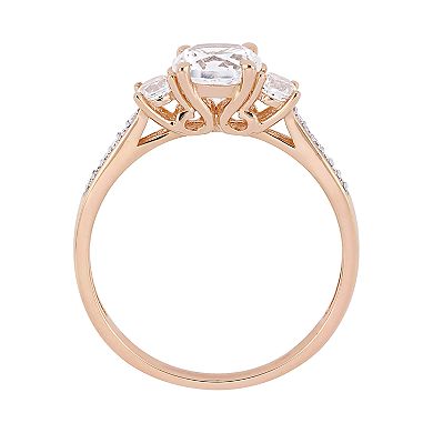 Stella Grace 10K Rose Gold Lab-Created White Sapphire & Diamond Accent 3-Stone Engagement Ring