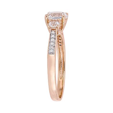 Stella Grace 10K Rose Gold Lab-Created White Sapphire & Diamond Accent 3-Stone Engagement Ring