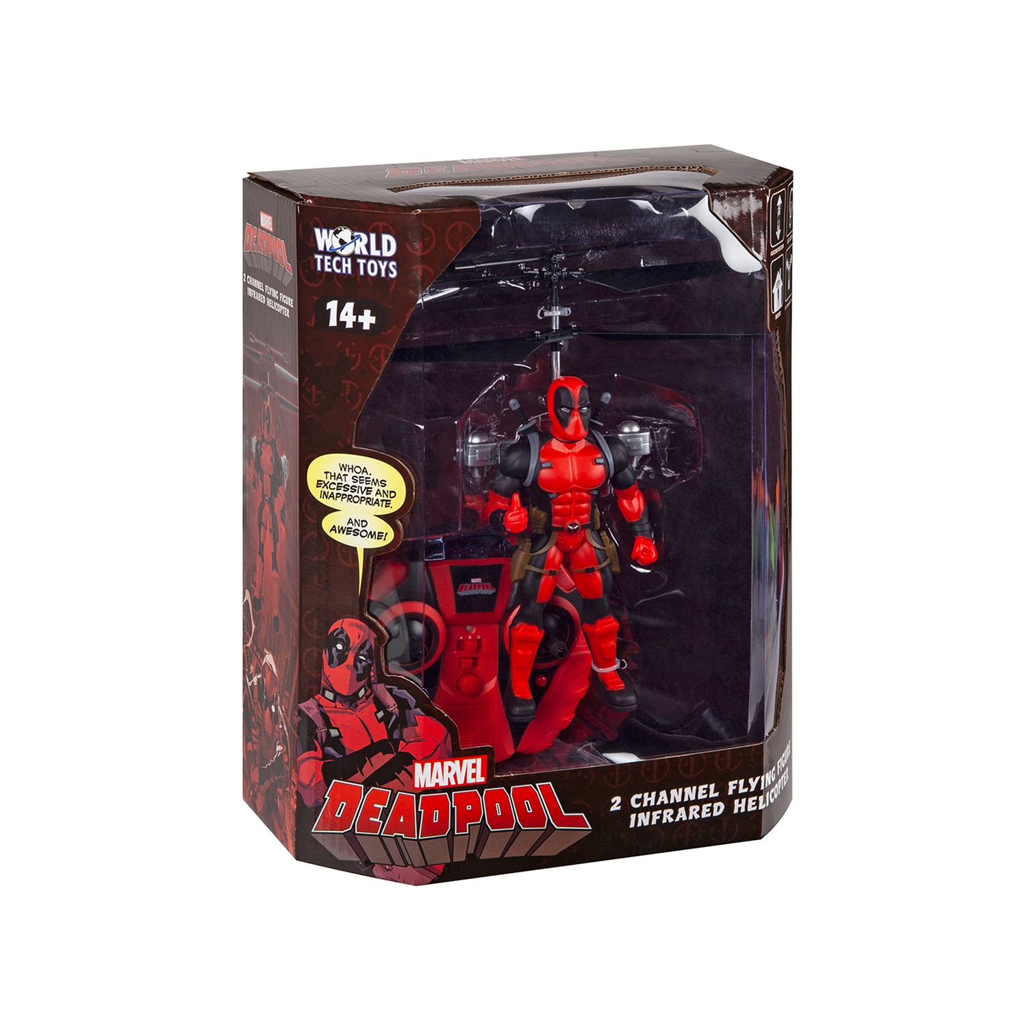 world tech toys marvel deadpool flying figure helicopter