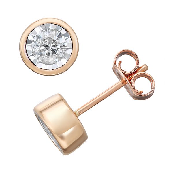 10k Gold 1/2 Carat T.W. Diamond Bezel Stud Earrings