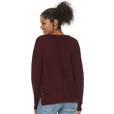 Juniors' It's Our Time Lace-Up Sweater