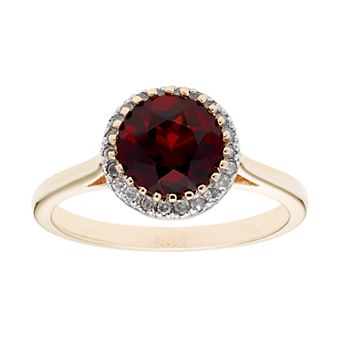10k Gold 1/10 Carat T.W. Diamond & Garnet Ring