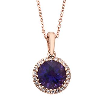 10k Rose Gold 1/8 Carat T.W. Amethyst Pendant Necklace