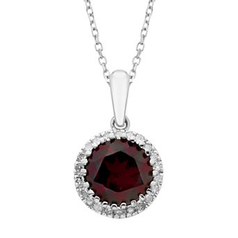 10k Rose Gold Garnet & 1/8 Carat T.W. Diamond Pendant Necklace