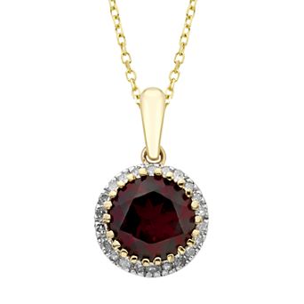 10k Rose Gold Garnet & 1/8 Carat T.W. Diamond Pendant Necklace