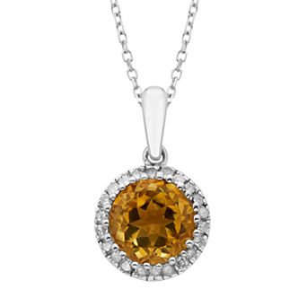 10k Rose Gold Citrine 1/8 Carat T.W. Pendant Necklace