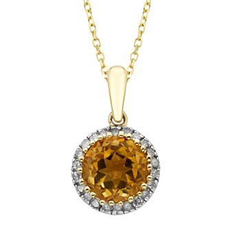 10k Rose Gold Citrine 1/8 Carat T.W. Pendant Necklace