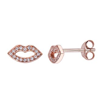 10K Gold 1/10 Carat T.W. Diamond Lip Earrings
