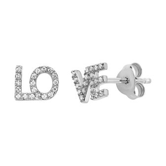 10K Gold 1/8 Carat T.W. Diamond Love Earrings