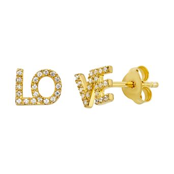 10K Gold 1/8 Carat T.W. Diamond Love Earrings