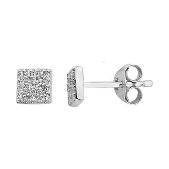 10K Gold 1/8 Carat T.W. Diamond Square Earrings