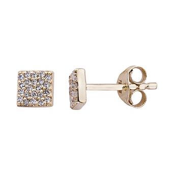 10K Gold 1/8 Carat T.W. Diamond Square Earrings