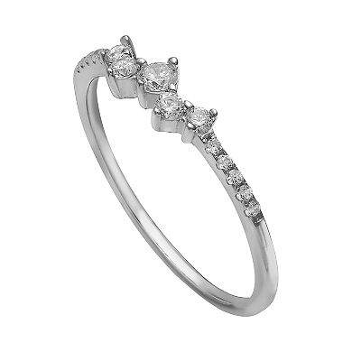 PRIMROSE Sterling Silver Graduated Cubic Zirconia Cluster Ring