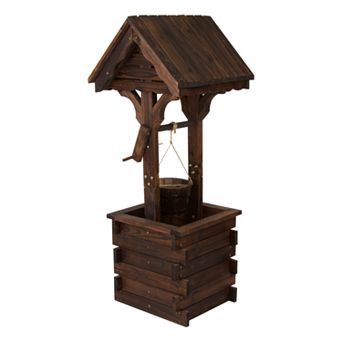 Shine Company Decorative Wishing Well - Burnt Brown