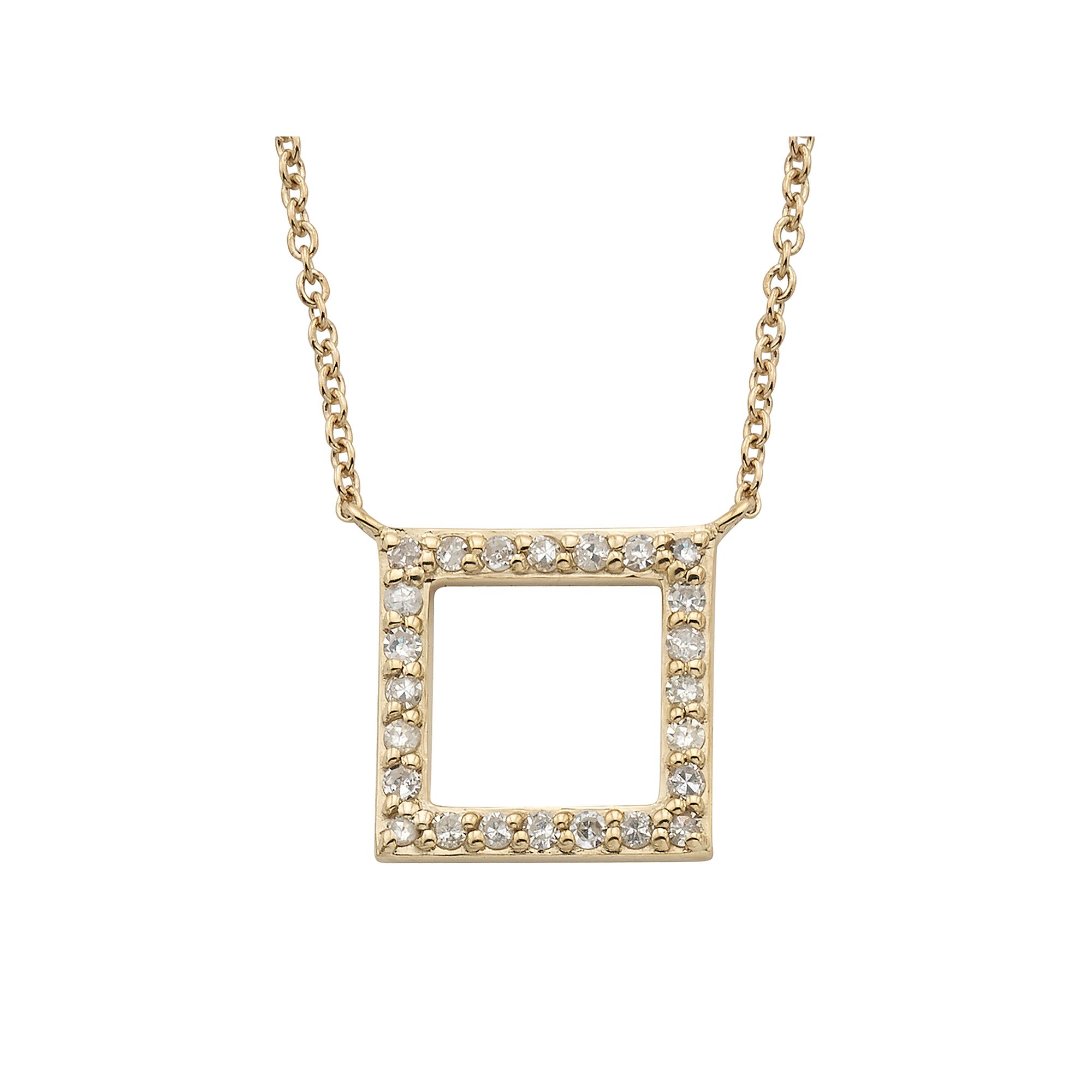 10k Rose Gold 1/6 ct. T.W. Diamond Square Pendant, Womens, Size: 18, Ye