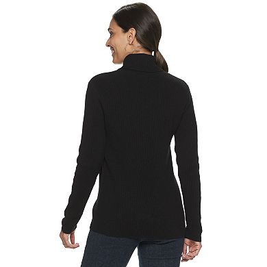 Women's Croft & Barrow Shaker T-Neck Pullover Sweater