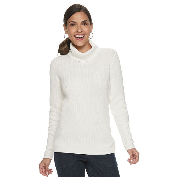 Women's Croft & Barrow® Shaker T-Neck Pullover Sweater