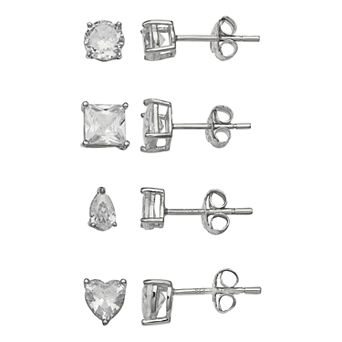 PRIMROSE Sterling Silver Cubic Zirconia Earring Set
