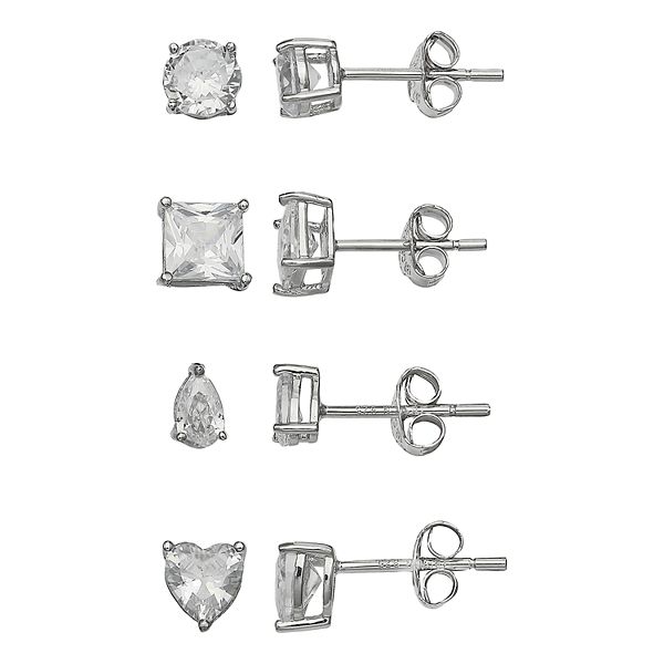 PRIMROSE Sterling Silver Cubic Zirconia Earring Set