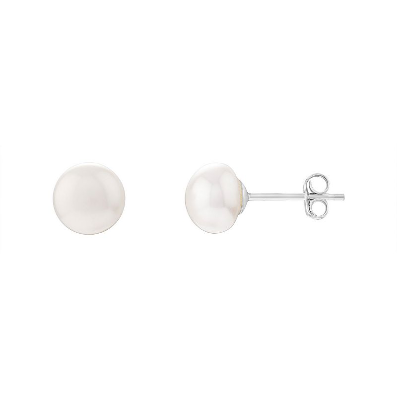 PRIMROSE White Cultured Freshwater Pearl Stud Earrings, Womens, Size: 8MM