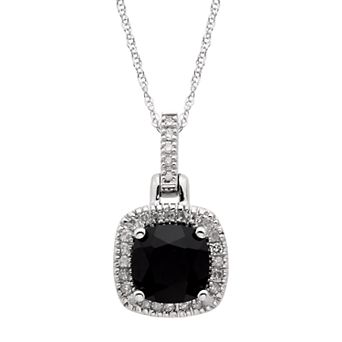 Onyx & 1/8 Carat T.W. Diamond 10k Gold Halo Pendant Necklace