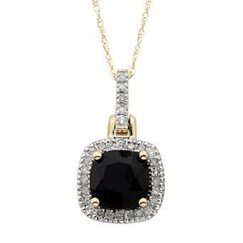 Onyx & 1/8 Carat T.W. Diamond 10k Gold Halo Pendant Necklace