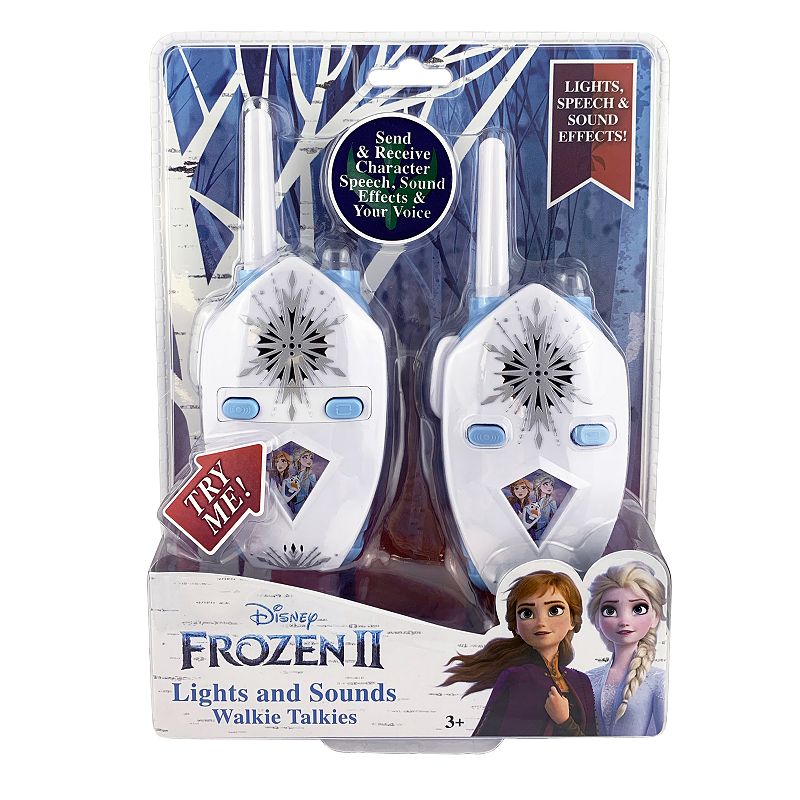 Disney Frozen Light-Up Deluxe Walkie Talkies for Girls Ages 3 Years and Up. Push to Talk Function. Power On / Off Switch.