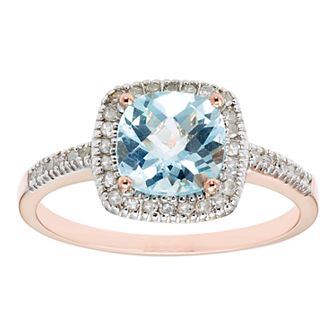 Sky Blue Topaz 10K Gold & 1/5 Carat T.W. Diamond Frame Ring