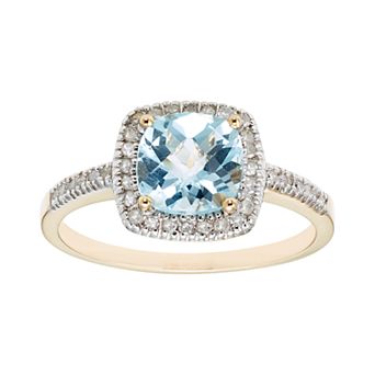 Sky Blue Topaz 10K Gold & 1/5 Carat T.W. Diamond Frame Ring