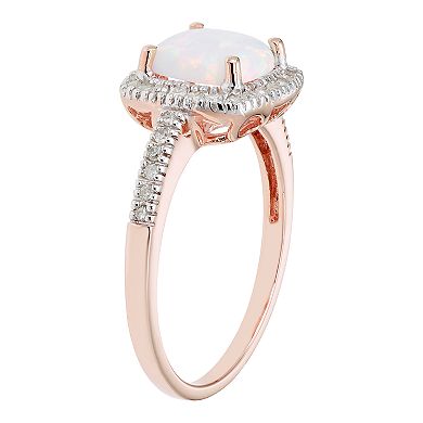 Lab-Created Opal 10K Gold & 1/5 Carat T.W. Diamond Frame Ring