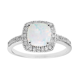Lab-Created Opal 10K Gold & 1/5 Carat T.W. Diamond Frame Ring