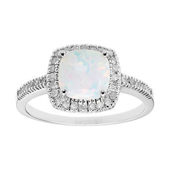 Lab-Created Opal 10K Gold & 1/5 Carat T.W. Diamond Frame Ring
