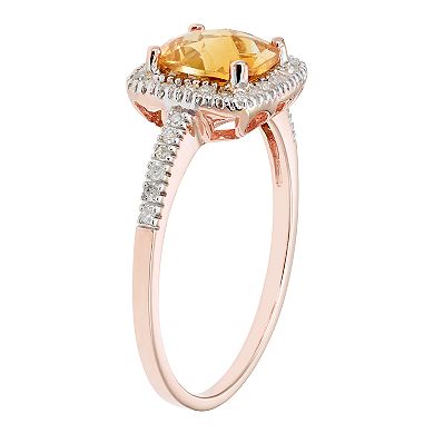 Citrine 10K Gold & 1/5 Carat T.W. Diamond Frame Ring