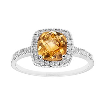Citrine 10K Gold & 1/5 Carat T.W. Diamond Frame Ring