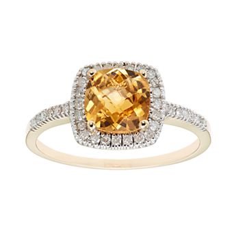 Citrine 10K Gold & 1/5 Carat T.W. Diamond Frame Ring