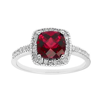 Lab-Created Ruby 10K Gold & 1/5 Carat T.W. Diamond Frame Ring
