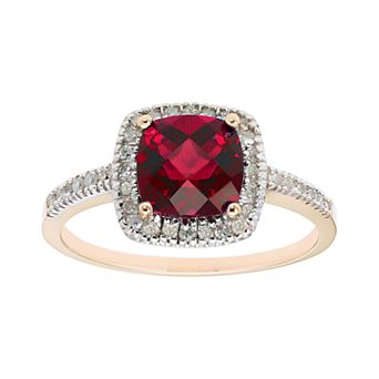 Lab-Created Ruby 10K Gold & 1/5 Carat T.W. Diamond Frame Ring