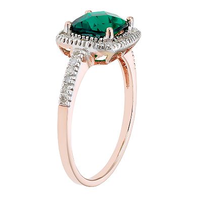 Lab-Created Emerald 10K Gold & 1/5 Carat T.W. Diamond Frame Ring