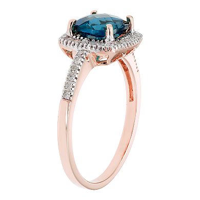 London Blue Topaz 10K Gold & 1/5 Carat T.W. Diamond Frame Ring