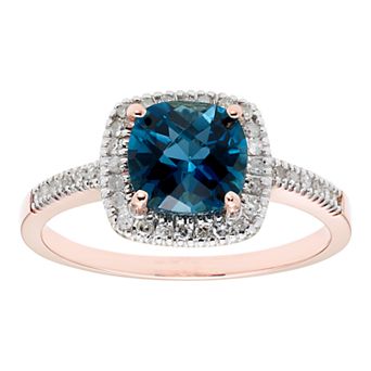 London Blue Topaz 10K Gold & 1/5 Carat T.W. Diamond Frame Ring