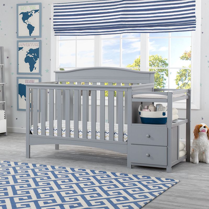 Delta Children Birkley Convertible Baby Crib N Changer, Grey