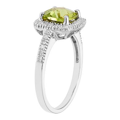 Peridot 10K Gold & 1/5 Carat T.W. Diamond Frame Ring