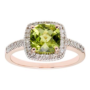 Peridot 10K Gold & 1/5 Carat T.W. Diamond Frame Ring